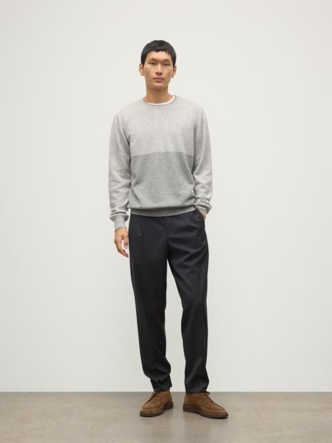 Shaded Grey Colour Block Cashmere Jumper