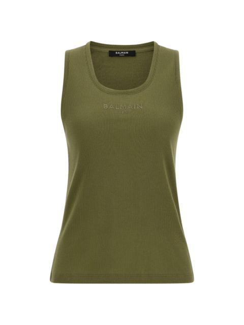 ribbed logo-embroidery tank top