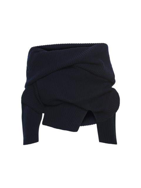 Off-The-Shoulder Knit Sweater navy