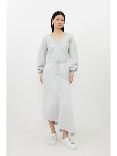 Fleece Cotton Jersey Waterfall Hem Maxi Skirt