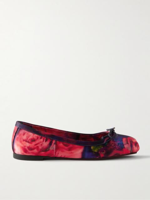 Mamadrague Bow-detailed Floral-print Satin-crepe Ballet Flats