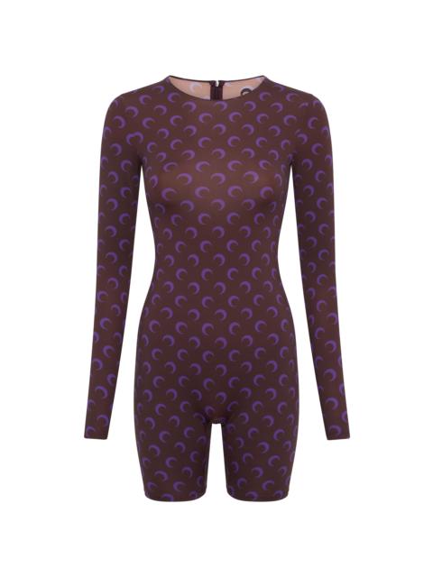 Moon Printed Jersey Ls Short Catsuit