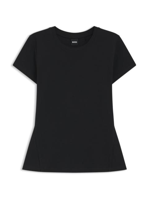 COTTON-CREPE T-SHIRT WITH LUSTROUS PIPING