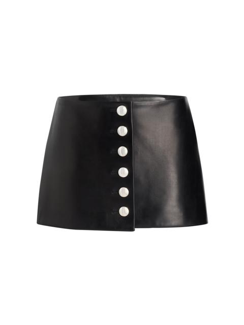 Jaxon Button-Front Crepe Mini Skirt black