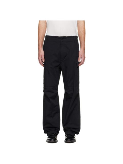 Black Embroidered Logo Cargo Pants