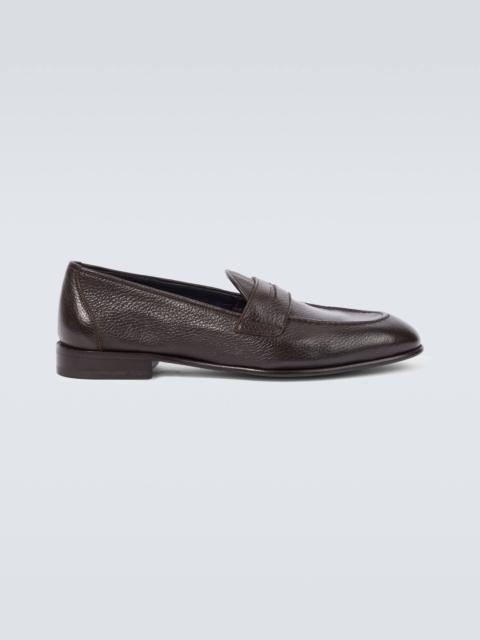 Grained leather loafers
