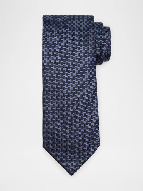 Men's Bicolor Basketweave Silk Tie