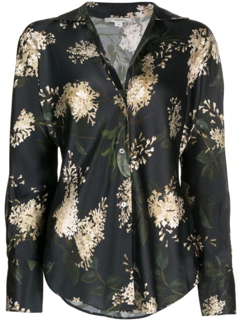 floral-print silk shirt