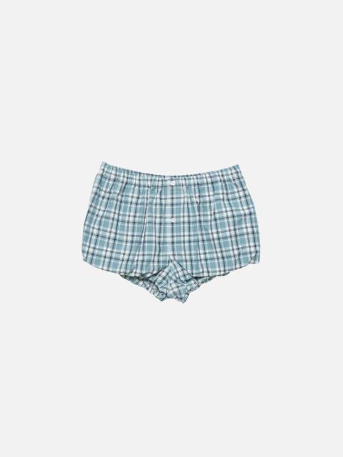 Gathered check shorts - Blue/white