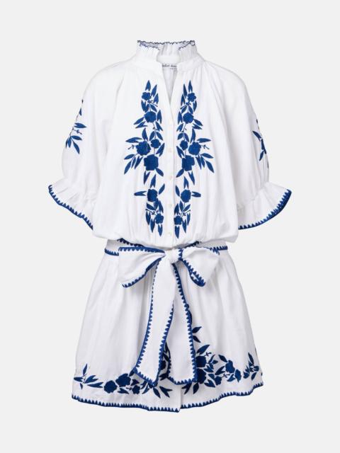 Embroidered cotton and linen minidress