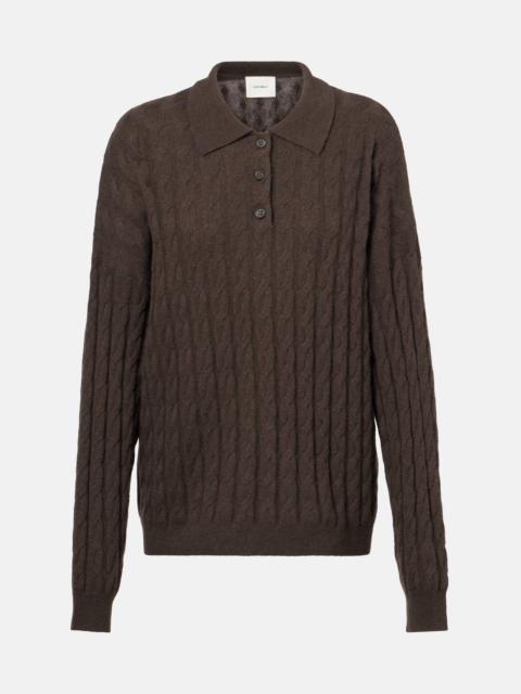 Cable-knit cashmere polo sweater