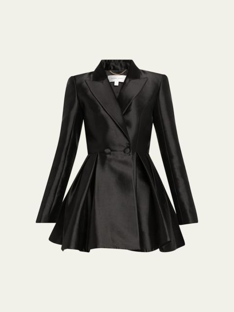 Miley Pleated Fit-&-Flare Blazer Mini Dress