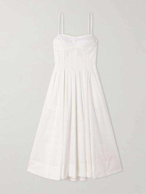 Kittiya pleated cotton-blend poplin midi dress