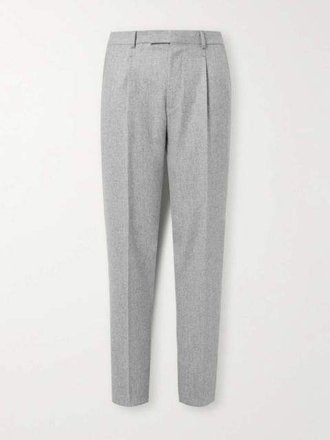 Straight-Leg Pleated Wool-Flannel Trousers
