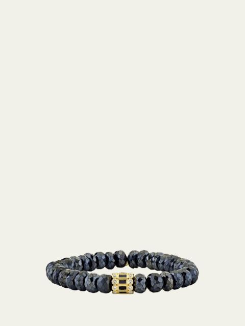 14K Yellow Gold Black and White Diamond Bead Bracelet
