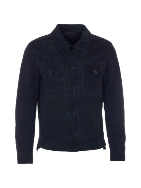 suede button-up jacket