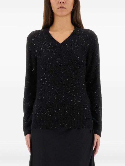 V-neck embellished sweater
