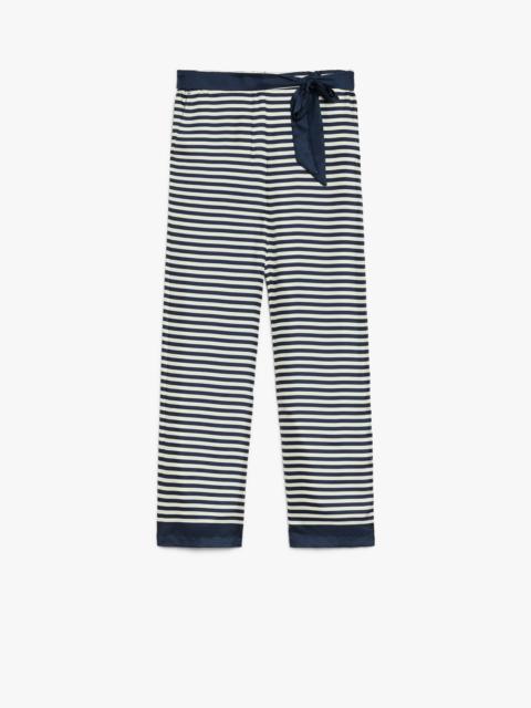 NINE Printed silk belted trousers