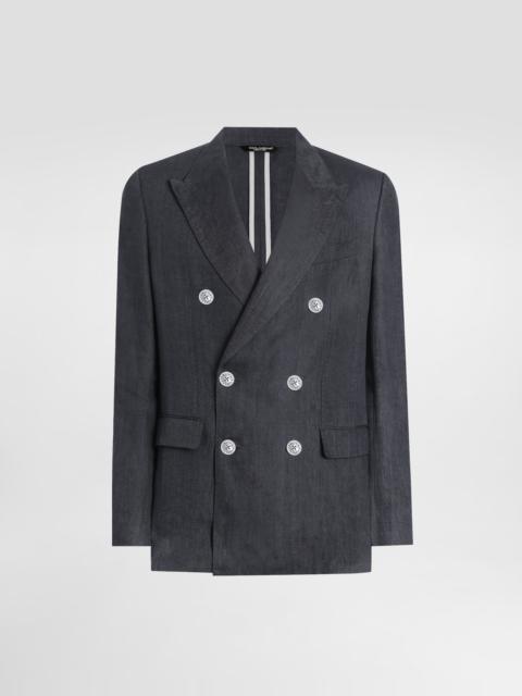 Sicilia light double-breasted jacket in linen canvas
