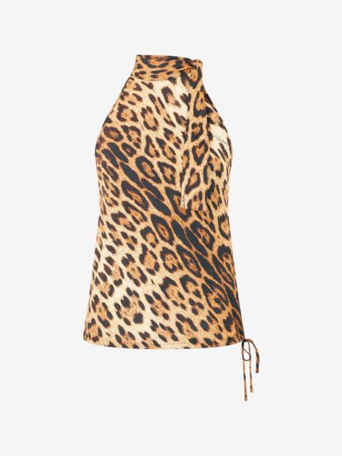 Halter Top with Jaguar Skin Print