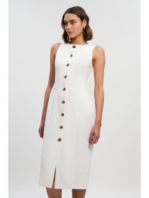 Petite Compact Essential Button Pencil Midi Dress