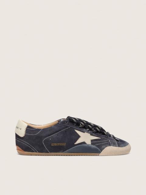 Men's True-Star in dark blue suede with white nappa leather star and heel tab