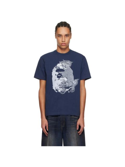 Navy Japanese Tattoo Big Ape Head T-shirt