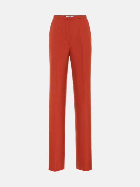 High-rise straight wool pants