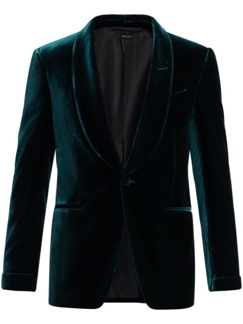 single-breasted velvet blazer