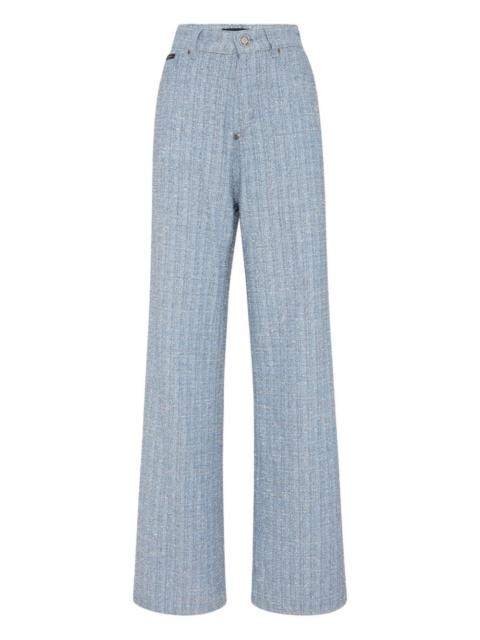 tweed wide-leg jeans