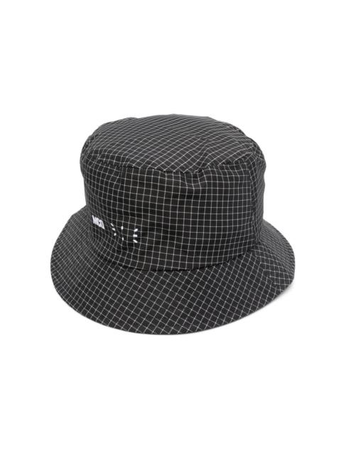 check-print bucket hat