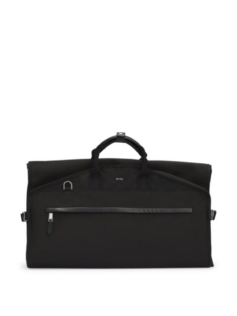 GARMENT BAG WITH LEATHER TRIMS
