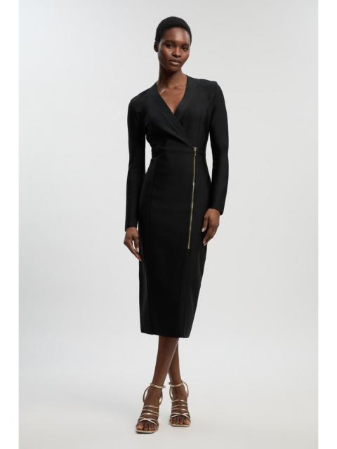 Figure Form Bandage Asymmetric Zip Detail Midi Dress