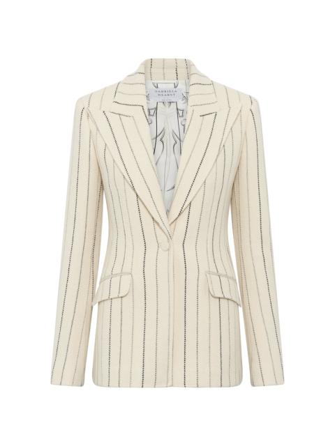 Leiva Blazer in Ivory Multi Pinstripe Wool Cashmere