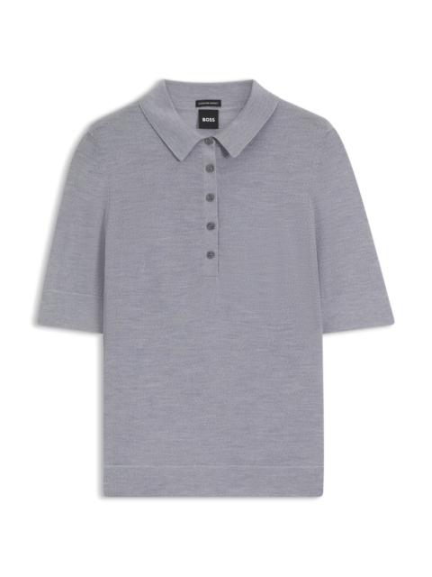 SHORT-SLEEVED WOOL POLO SWEATER WITH MOISTURE MANAGEMENT