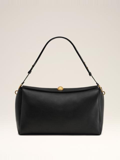 BLACK LEATHER LARGE CARROUSEL BAG