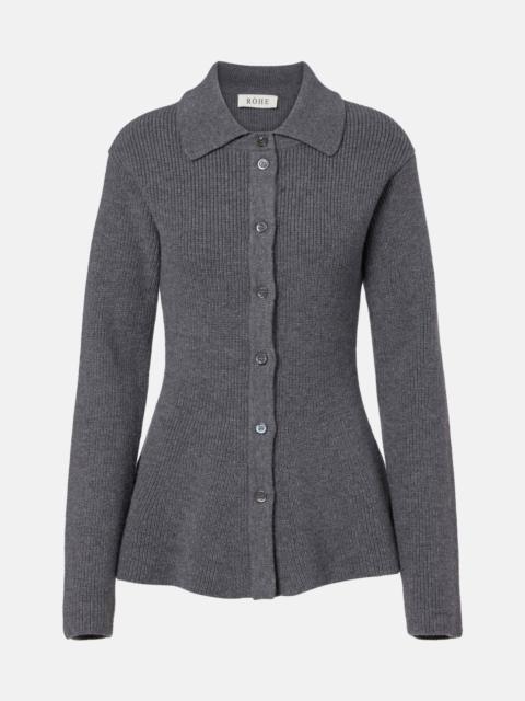 Ribbed-knit wool and cashmere cardigan