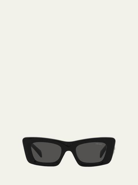 Rectangular Marble Acetate Cat-Eye Sunglasses