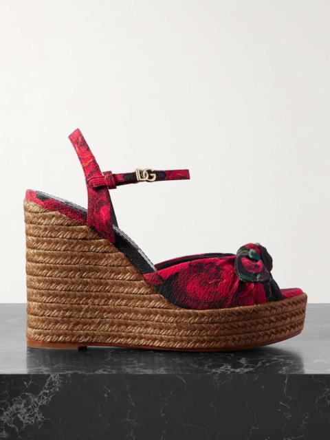 Lolita printed canvas espadrille wedge sandals Red