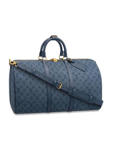 Louis Vuitton Keepall Bandouliere Monogram Denim 50 Navy