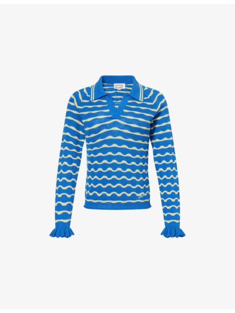 Silvia Knitted Cotton-Blend Polo Top