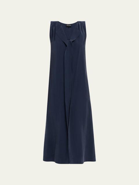 Technical Silk Sleeveless Midi Shirtdress