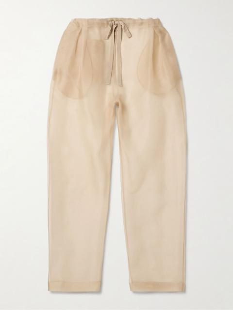 Trenton pleated silk-organza tapered pants Beige
