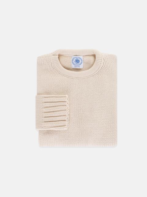 MADE-IN-USA NATURAL CHUNKY COTTON CREWNECK SWEATER