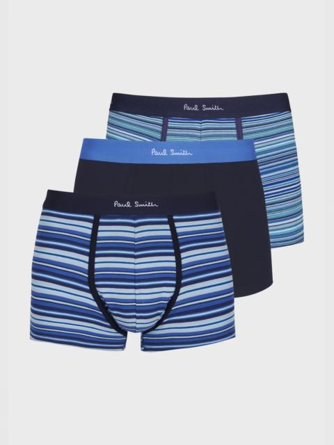 Blue 'Signature Stripe' Three Pack Boxer Briefs