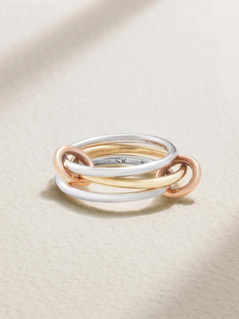 Solarium Set Of Three 18-karat Yellow And Rose Gold And Sterling Silver Rings