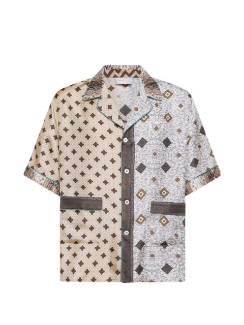 Aloe geometric-pattern camp-collar shirt