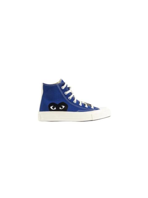 BLUE CANVAS HIGH-TOP SNEAKERS WITH CDG HEART LOGO