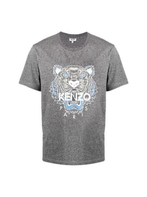 Men's KENZO Classic Tiger Head Printing Round Neck Short Sleeve Gray FA55TS0504YA-98