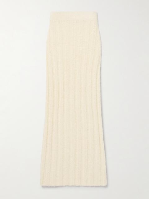 Claire Ribbed Brushed Silk And Cashmere-blend Midi Skirt